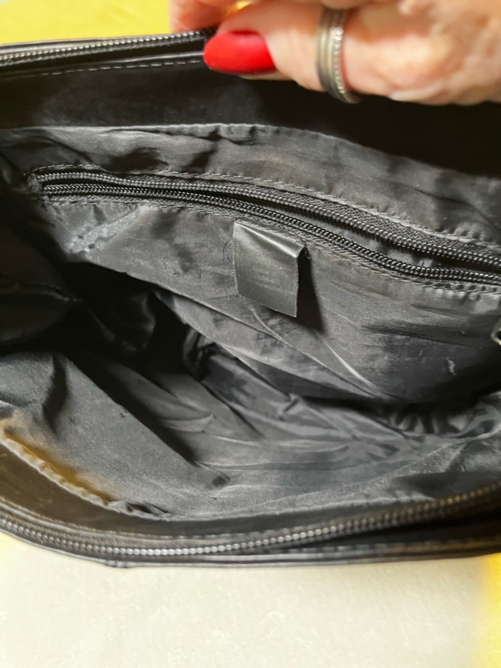 Vintage Leather Ranch Crossbody Bag Black Multi Pocket Genuine Leather - Picture 8 of 10